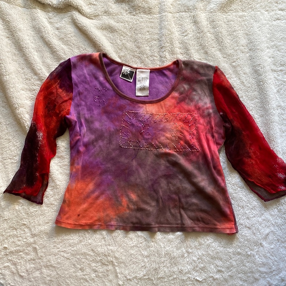 Sheer Sleeve Beaded Top